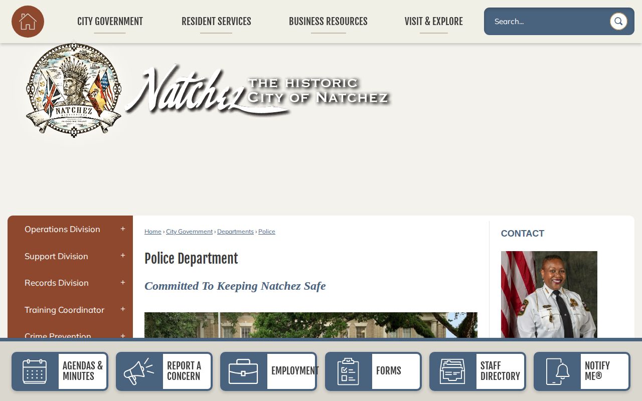 Natchez Police Department arrest records and booking record source